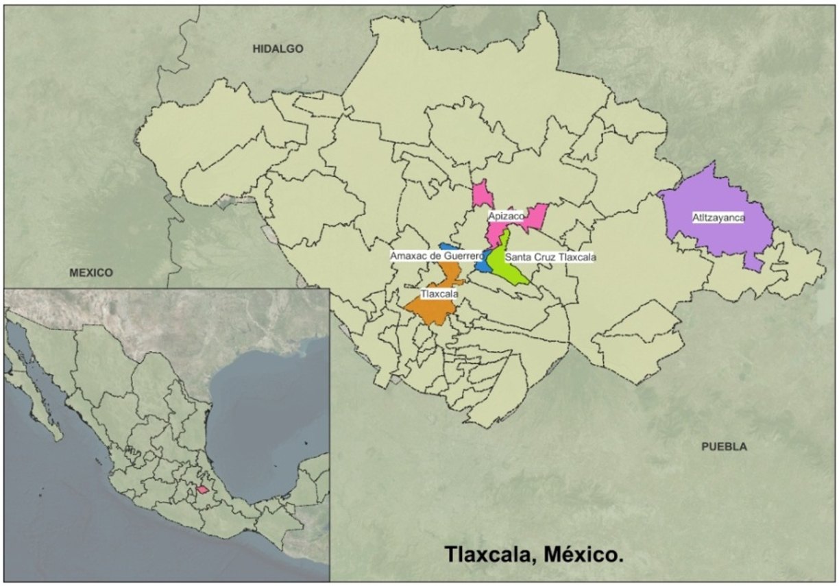 Mapa de Tlaxcala, México